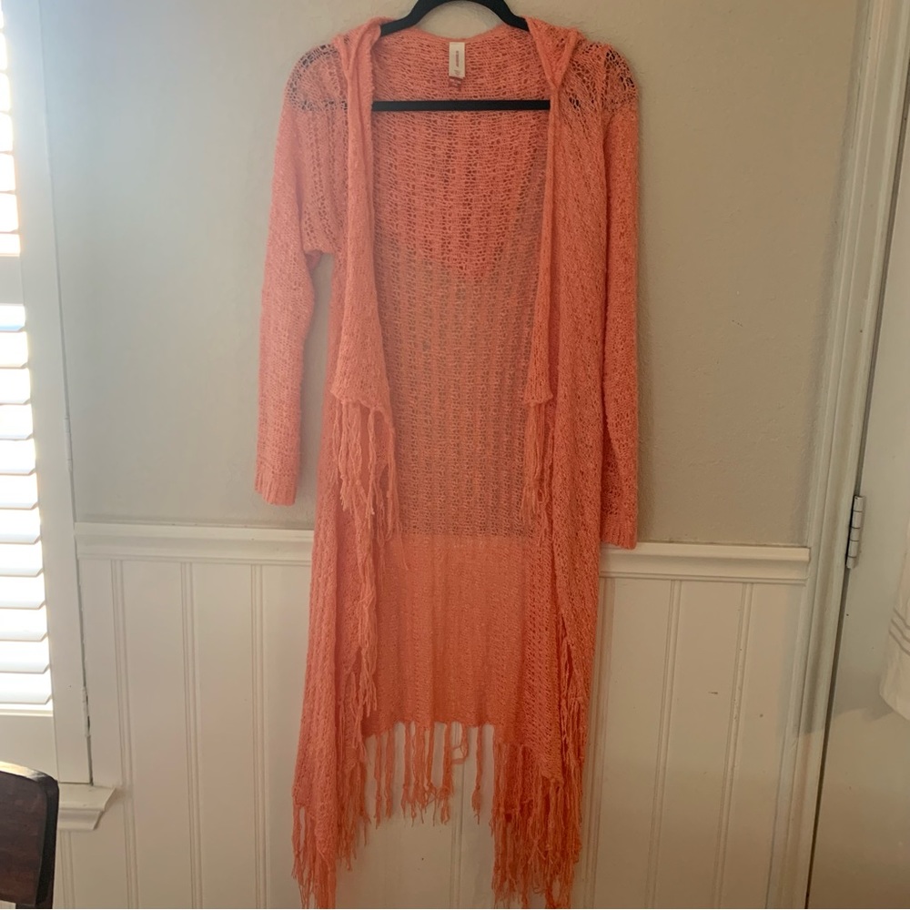 Bohemian boho coral sweater open front